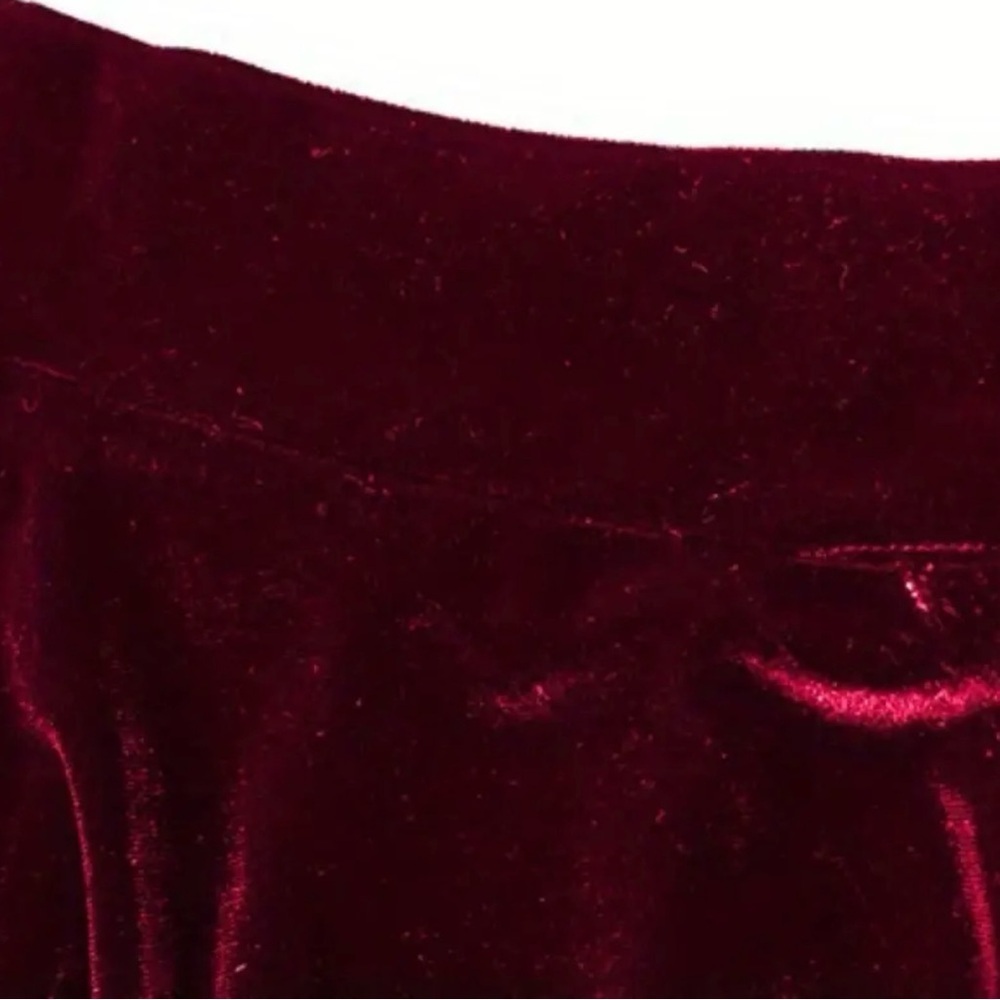 Wine Red Velour High Neck Side Slit Long Dress - Picture 4 of 7